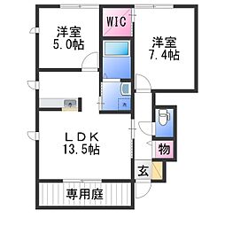 和歌山電鐵貴志川線 日前宮駅 徒歩8分の賃貸アパート 1階2LDKの間取り