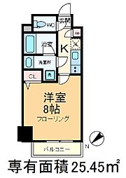 パティーナ十条 5階1Kの間取り