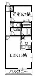 ディアコート 1階1LDKの間取り