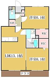 Grand jute 3階2LDKの間取り