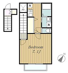 アムールYuki 2階1Kの間取り