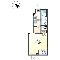 ドルチェ 1階1Kの間取り