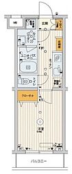 スカイコートパレス千川 4階1Kの間取り