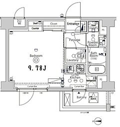 XEBEC大鳥居2 ワンルームの間取図画像