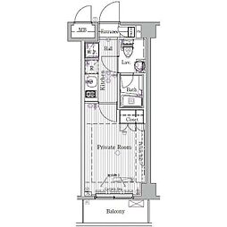 NISHI IKEBUKURO RESIDENCE 3階1Kの間取り