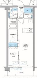 新宿区高田馬場3丁目マンション 2LDKの間取図画像