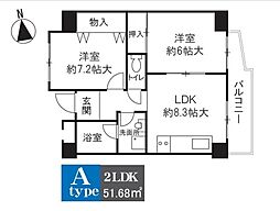 サイプレス住之江 2DKの間取図画像