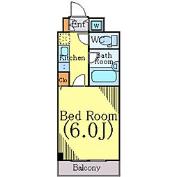 菱和パレス広尾 2階1Kの間取り