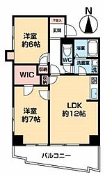 ＩＳＭ八王子 12階2LDKの間取り