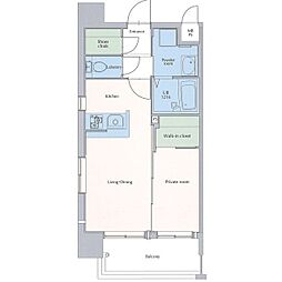 ネストピア呉服町 1LDKの間取図画像