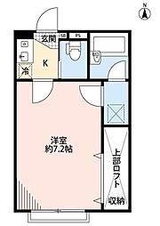 ヴァンテアンIII 1階1Kの間取り