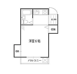 ヒュッテ水上 2階1Kの間取り