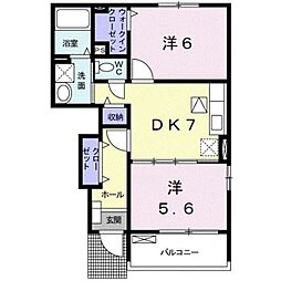 JR紀勢本線 宮前駅 徒歩36分の賃貸アパート 1階2DKの間取り