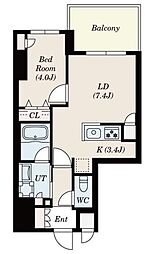 S-RESIDENCE大森bresa 6階1LDKの間取り