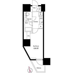 Log品川サンズ 2階1Kの間取り