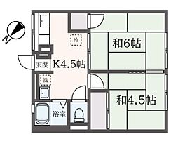 シティハイムニッタ 1階2Kの間取り