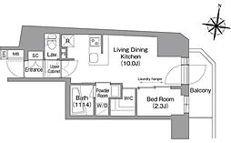 コンフォリア南品川 13階1LDKの間取り