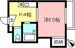 品田ビル 1Kの間取図画像