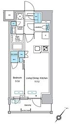 プレディアコート大森山王 9階1LDKの間取り