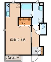 ピナクル 1階ワンルームの間取り