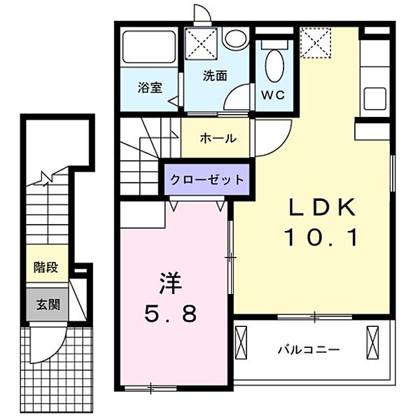 大阪府岸和田市上町(賃貸アパート1LDK・2階・42.30㎡)の写真 その2