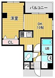 メゾン　ド　シエルIX 6階1DKの間取り