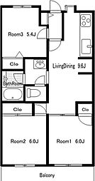 コートハウス新川崎 3LDKの間取図画像