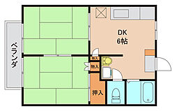JR常磐線 藤代駅 徒歩18分の賃貸アパート 2階2DKの間取り