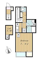 アヴァンセ（中町1） 2階1Kの間取り