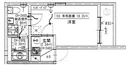H-RESIDENCE 1階1Kの間取り