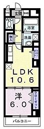 ディアコート本厚木 1LDKの間取図画像