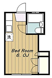 Ｕトピア 2階ワンルームの間取り