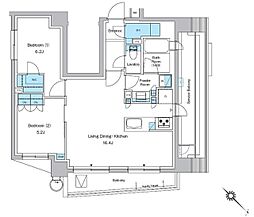 プレディアコート西葛西 6階2LDKの間取り