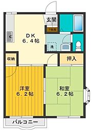 アネックス壱番館 1階2DKの間取り