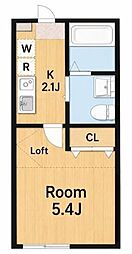 アパート 1Kの間取図画像