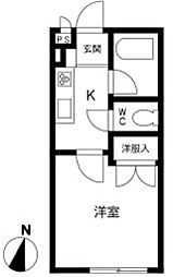 グリーンウッド1 1Kの間取図画像