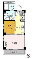 氷川台ヒルズ 3階1Kの間取り