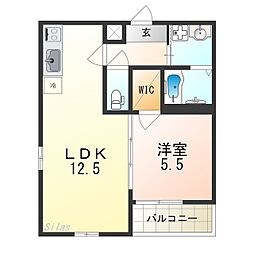 JR阪和線 鳳駅 徒歩11分の賃貸アパート 1階1LDKの間取り