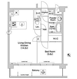 コンフォリア神楽坂 4階1LDKの間取り