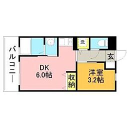 リード桜坂 1DKの間取図画像