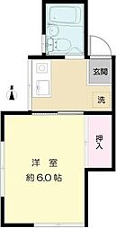 京王相模原線 稲城駅 徒歩10分の賃貸アパート 2階1Kの間取り