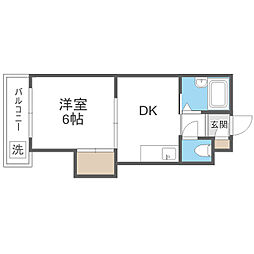 プレジデントハウス2 1DKの間取図画像