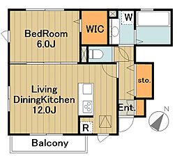 ラペズマン 1階1LDKの間取り