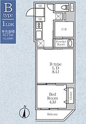 ラヴィエール錦糸公園 7階1LDKの間取り