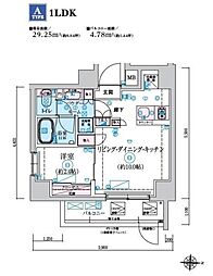 リヴシティ菊川駅前 1LDKの間取図画像