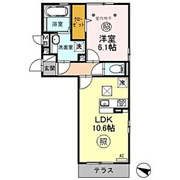 ロイジェントパークス草加手代B 1LDKの間取図画像