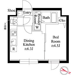 エルファーロ西新宿五丁目III 1DKの間取図画像