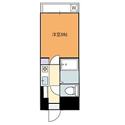 モンターニュII 4階1Kの間取り