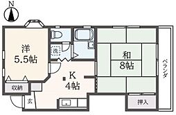 アミューズ磯子壱番館 1階2Kの間取り