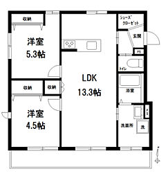 キャトル　エトワール 1階2LDKの間取り